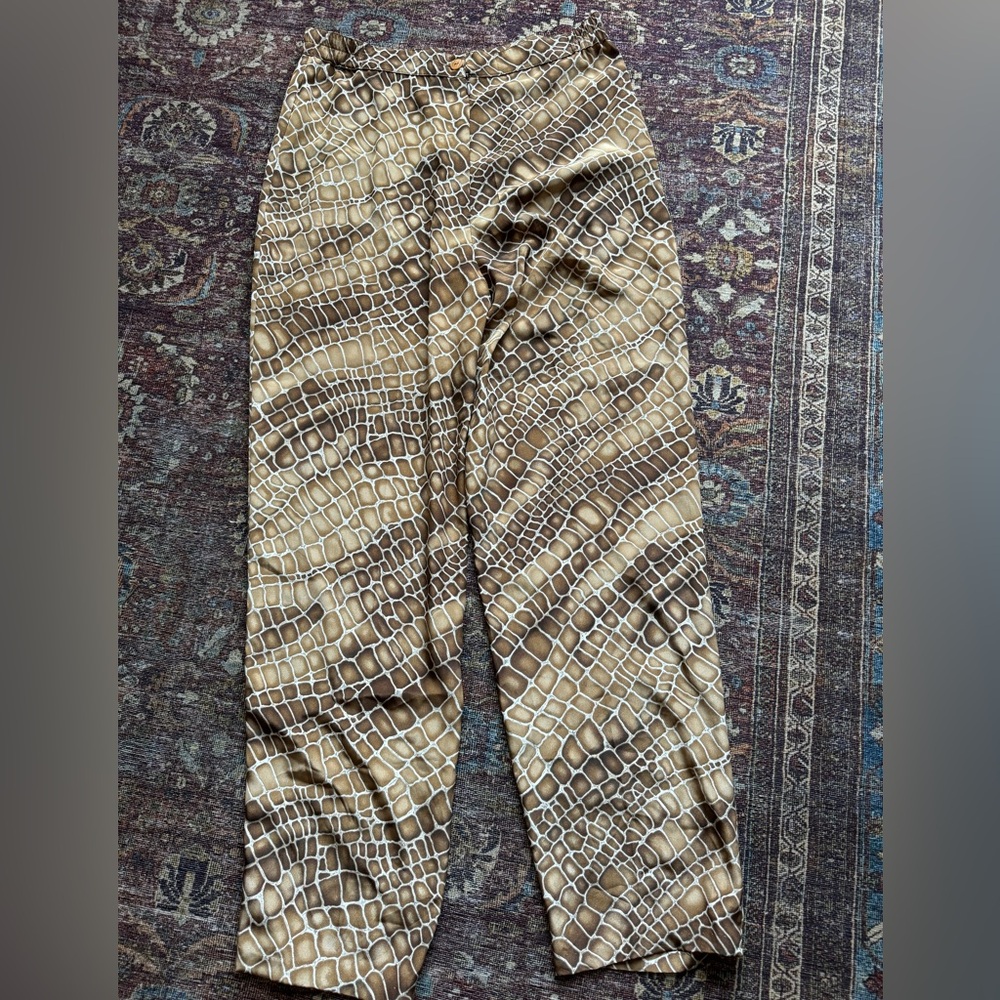 Vintage Italian Snake Skin Pattern Flowy High Waisted Pant Vera da Pozza